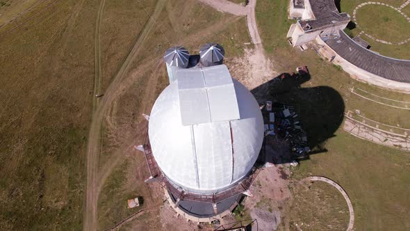 Top View of the Observatory Dome with Old Building