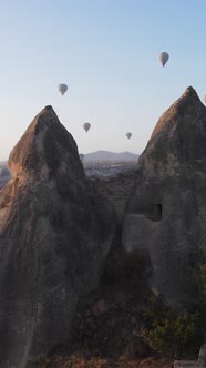 Cappadocia Turkey  Vertical Video of Balloon Launch