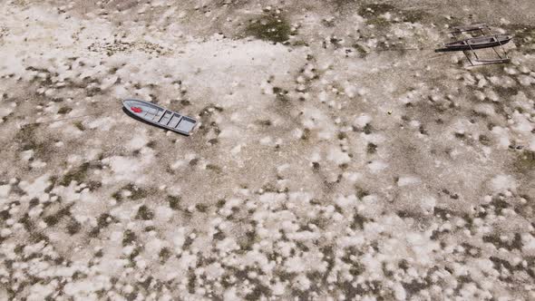 Aerial View of Low Tide in the Ocean Near the Coast of Zanzibar Tanzania Slow Motion