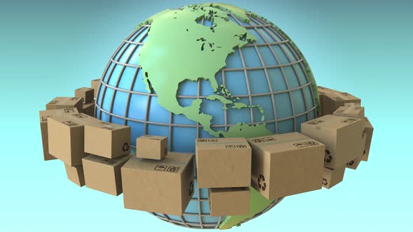 Cartons Rotating Around the World