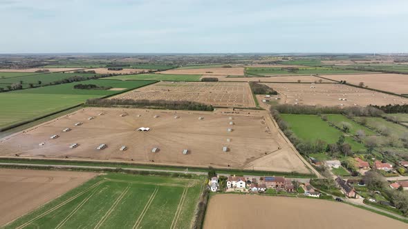 Outdoor Reared Free Range Pig Farm Aerial View