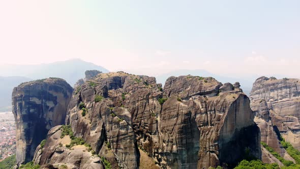 Aero. The Mountains Meteors in Greece. on the Tops of Marvelous Mountains Are Ancient Beautiful