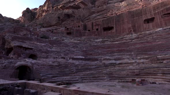 Ancient Petra Theater With Visible Auditorium Which Consists of Three Horizontal Sections of Seats
