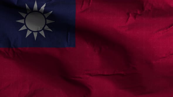 Taiwan Flag Textured Waving Background 4K