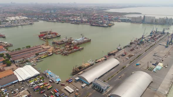 Cargo and Passenger Seaport in Surabaya Java Indonesia