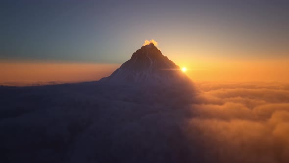 Mountain Peak Above the Clouds 4k