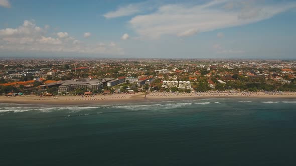 Aerial View Beautiful Beach Bali Kuta