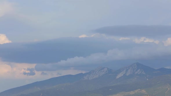 Rain Clouds Gathered Over Mountains Time Lapse