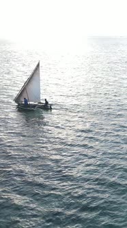 Boat Boats in the Ocean Near the Coast of Zanzibar Tanzania Slow Motion Vertical Video