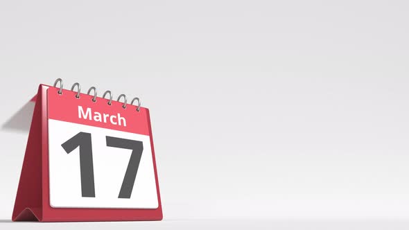 March 18 Date on the Flip Desk Calendar Page