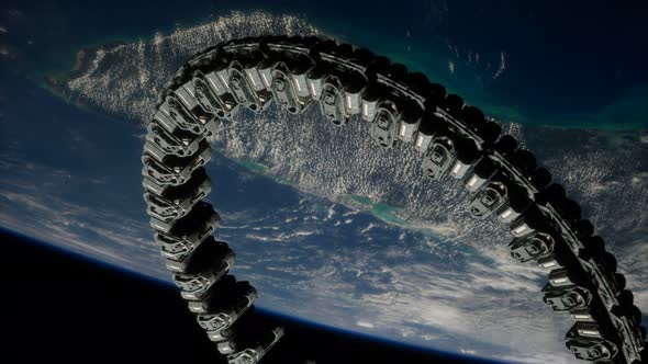 Futuristic Space Station on Earth Orbit alt