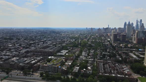 Aerial View Over the Philadelphia Downtown Skyline with PA USA