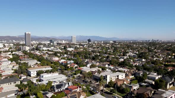 Aerial View Above MidCity Neighborhood in Central Los Angeles