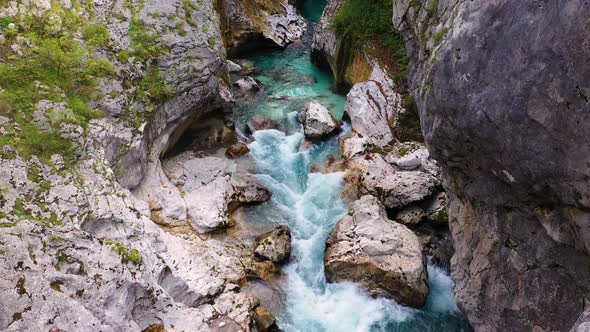 Flight above River in the Triglav National Park