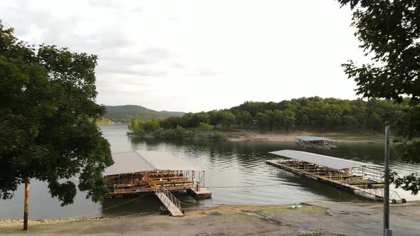 Popular Table Rock Lake in Missouri State Park - Aerial Drone Establishing View