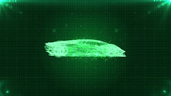 4K Digital Futuristic Hud Green Race Car 