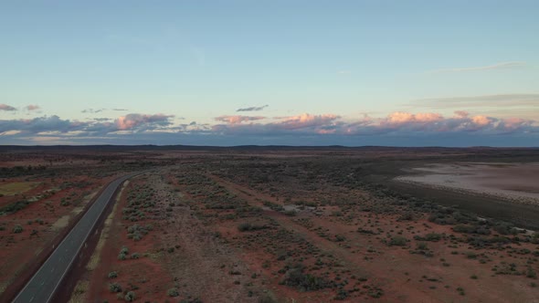 Aerial Drone Footage of Outback Australia at Sunset in Meekatharra, Western Australia