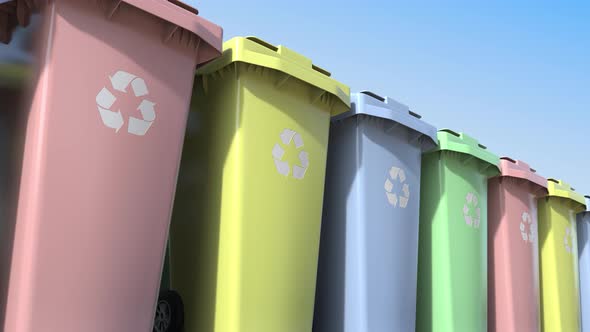 Multicolor Trash Containers with Wheels