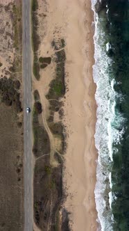 Aerial view to a road near to the sea