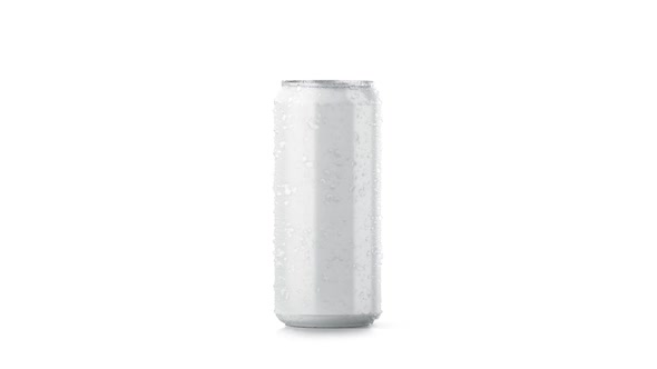 Blank big cold aluminium beer can mockup with drop