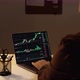 man works at the stock market at night - VideoHive Item for Sale