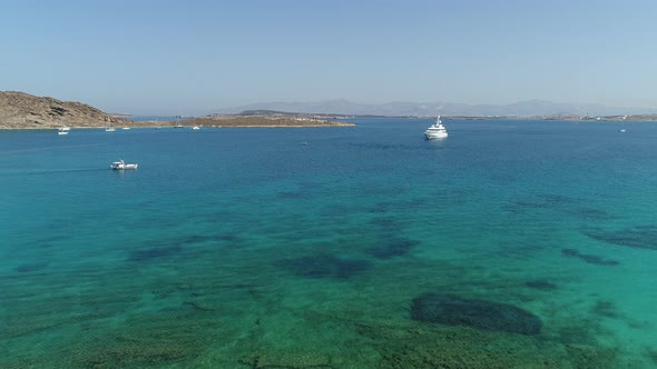 Monastiri beach on the island of Paros in the Cyclades in Greece seen from th