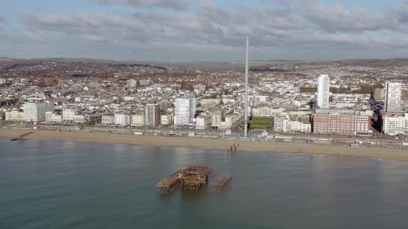 Brighton West Pier Remains in the UK Aerial View