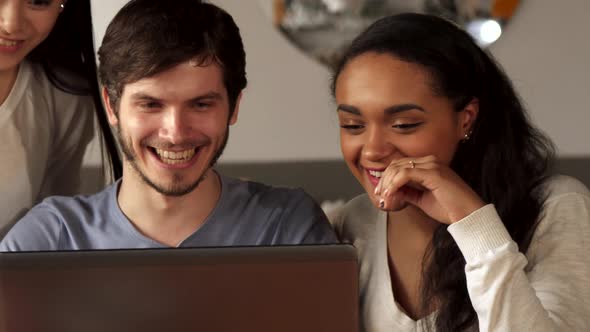 Young People Have Video Chat at the Cafe