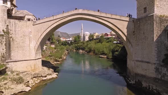 Aerial View On The Old Bridge, Mostar, Bosnia And Herzegovina