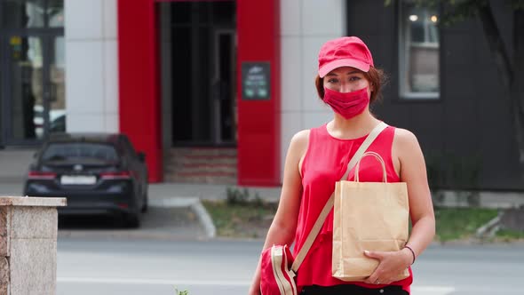 Portrait of a Courier Girl on the Street.