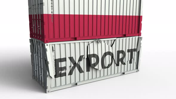 Container with Flag of Poland Breaking Container with EXPORT Text alt