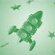 3d Cartoon Toy Rocket Between Stars Green Kids Background - VideoHive Item for Sale