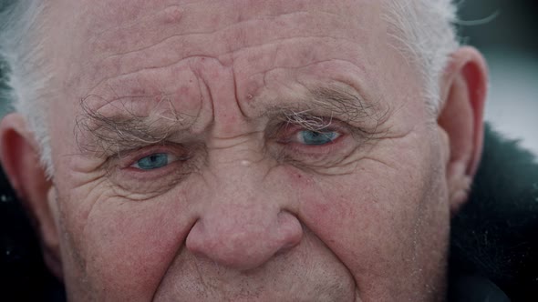 Elderly Grandfather - Old Grandfather with Sad Eyes Full of Tears