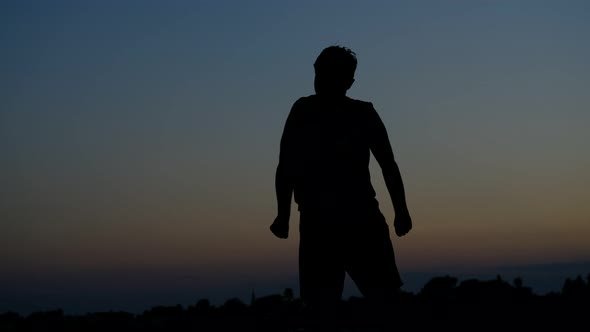 Stretching Movement Silhouette Young Man