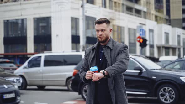 Handsome man in the city. Young businessman 