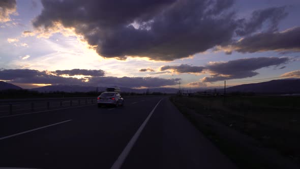 Truck Driving On Country Road