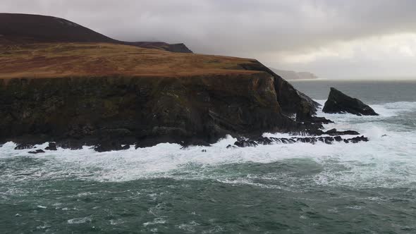 Aerial View of the Beautiful Coast at Malin Beg Looking in County Donegal, Ireland