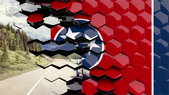 Tennessee Flag Hexagon Transition - 4K Resolution