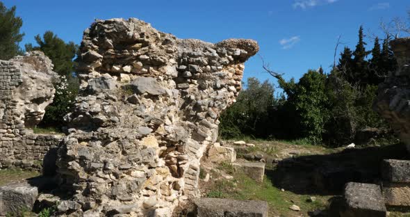 Barbegal aqueduct, Roman ruins in Fontvielle, Provence, Southern France