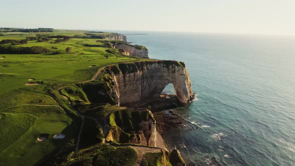 Natural Rocks on the Banks of the English Channel Forming Natural Arch Etretat