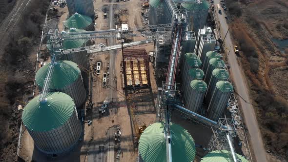 The Base of the Granary. Construction Site of Elevators. Agricultural Industry. Harvesting Cereals