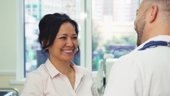 A Happy Patient Talks Nice with the Doctor