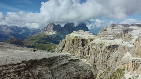 Amazing Aerial View From Piz Boe Mountain in Italian Dolomites