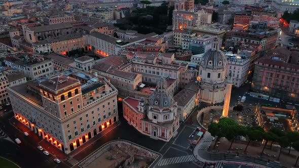 Aerial view of the Roman Forum in the Colosseum park