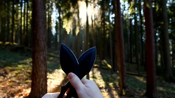 Throwing knives.Sport and hobby concept.Outdoor sports.