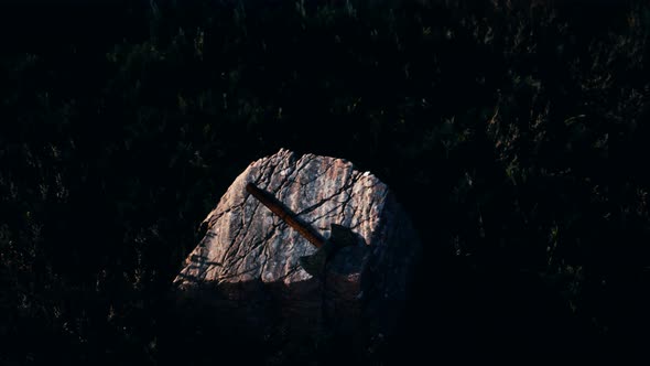 War Ax for Viking on the Rock at Sunset