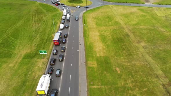 Drone shot of the Traffic in London