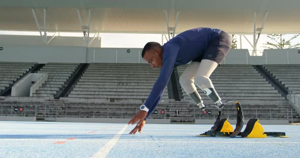 Disabled athletic getting ready for the race 4k