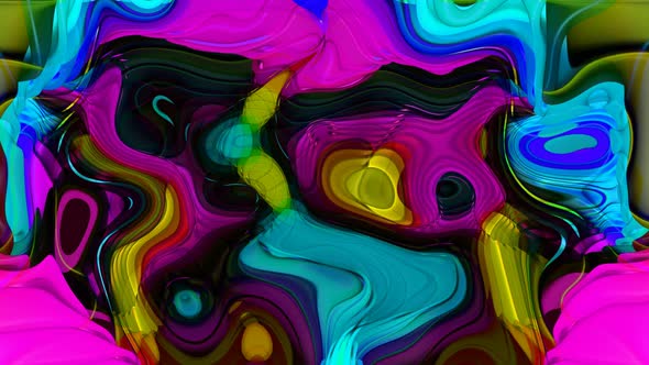 Pink Yellow Cyan Abstract Colorful Futuristic Liquid Animation