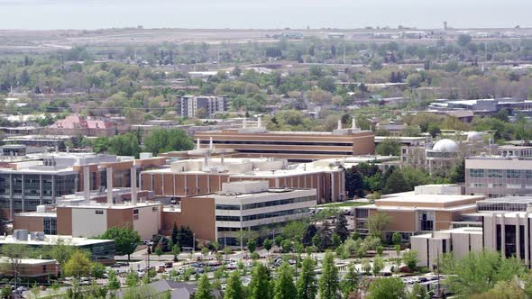 Panning view over Provo Utah viewing BYU and downtown